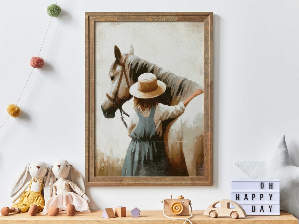 Girl Horse Print Horse Wall Art Kids Horse Gifts For Young Girl Farmhouse Equestrian Art Girls Room Decor Girl Wall Art