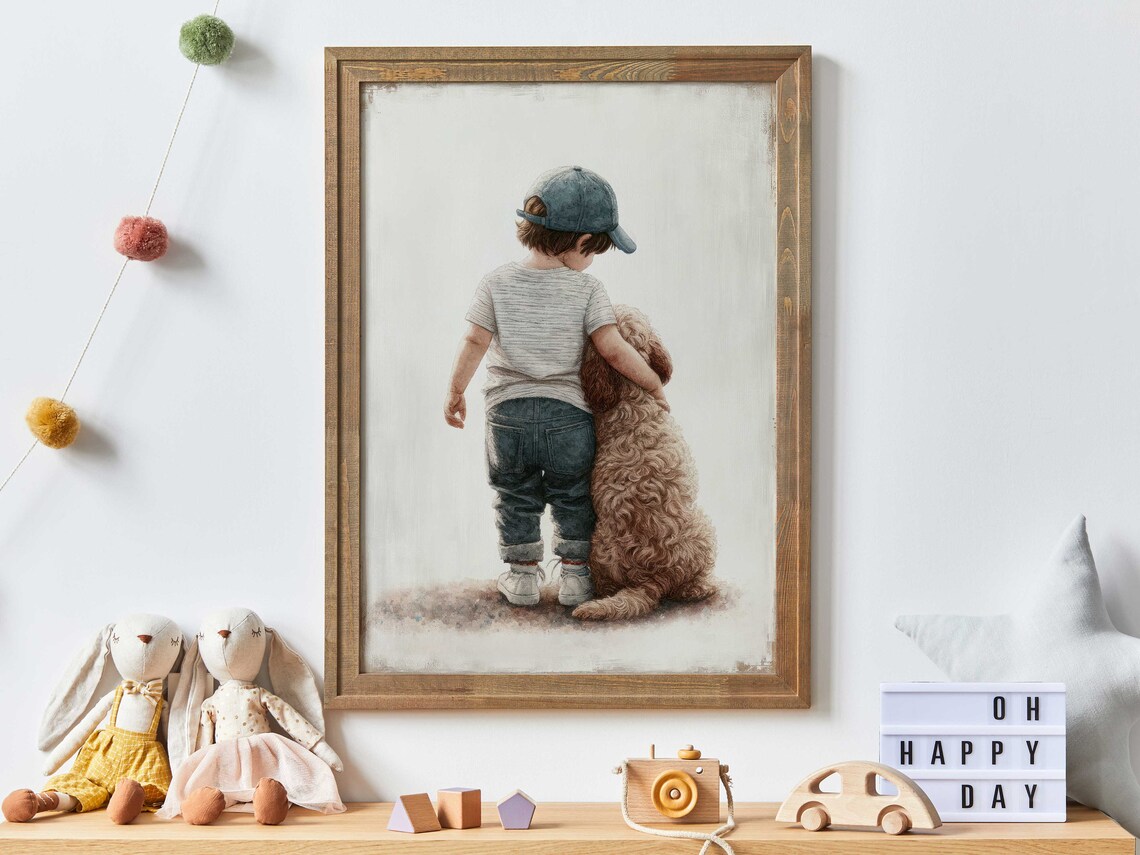 Cockapoo Nursery Art Print, Boy Dog Decor