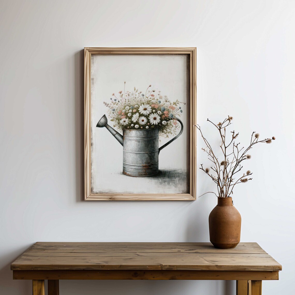 Wildflower Bouquet In Zinc Watering Can Art Print - Image 2