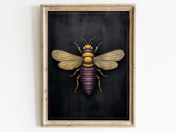 Insect Wall Art Chalkboard Art Insect Print Black Wall Art Vintage Wall Decor Rustic Farmhouse Decor Bee Wall Art