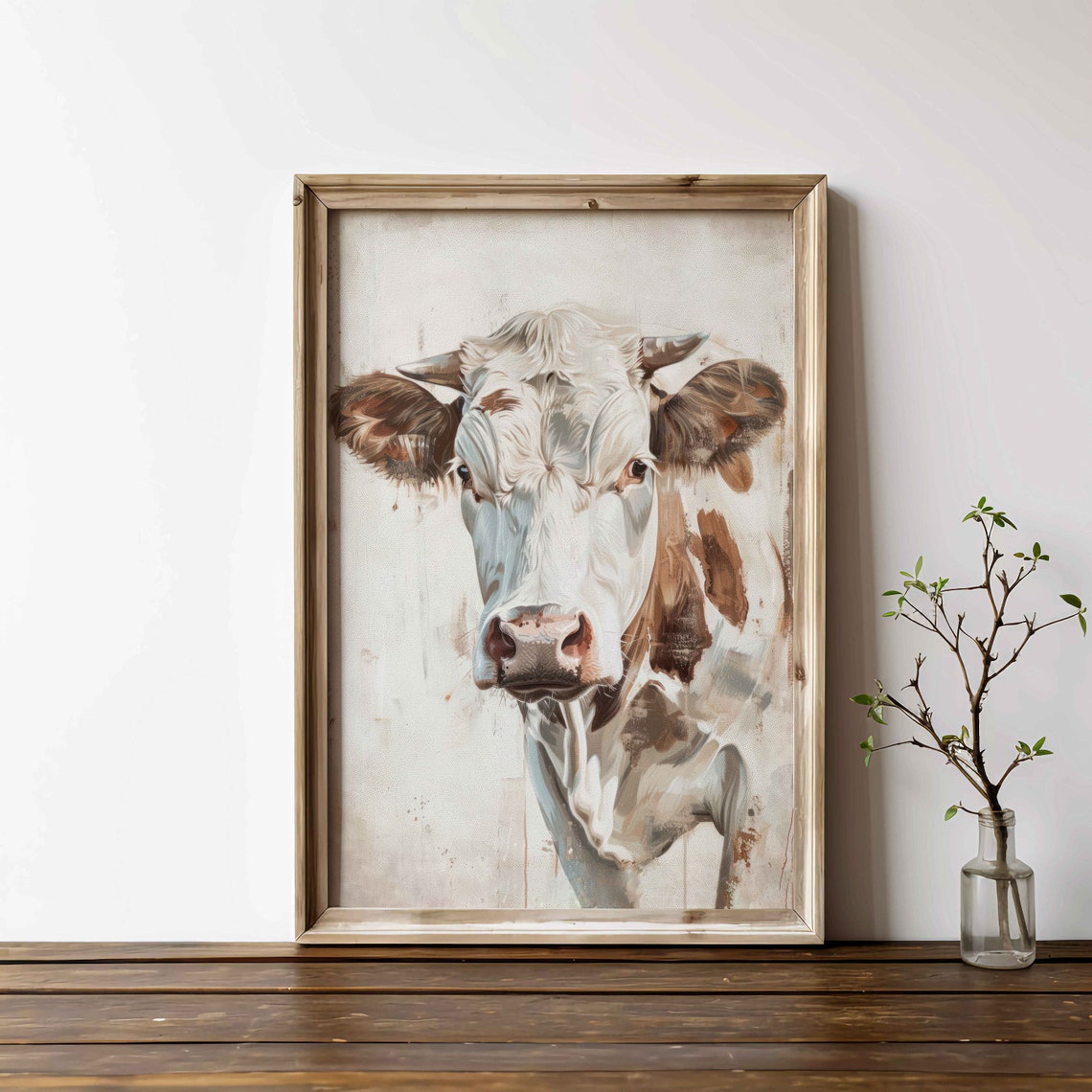 Cow Wall Art Cow Painting Vintage Farm Animal Print Cattle Art Farmhouse Home Decor Country Home Wall Decor Countryside Art