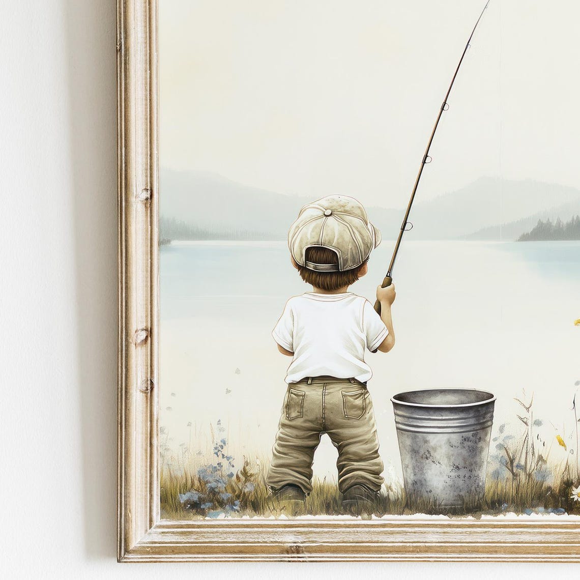 Boy Fishing Art Fishing Nursery Print Fishing Wall Art Boy Room Fishing Theme Fishing Baby Shower Decor Outdoors Lake Art Boy