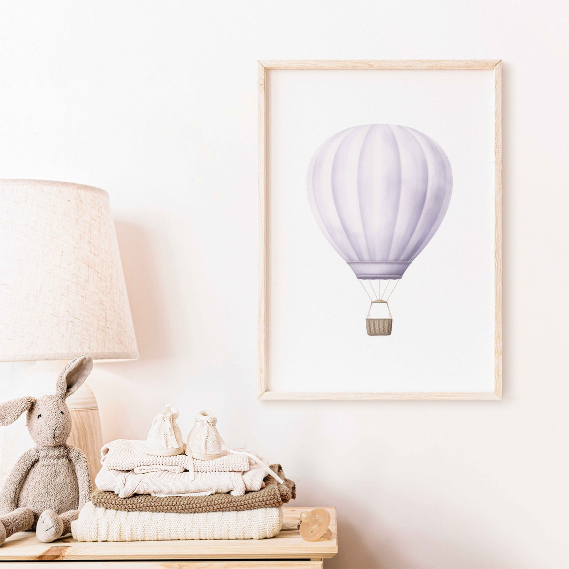 Lavender Purple Hot Air Balloon Minimalist Nursery Art Print - Image 2