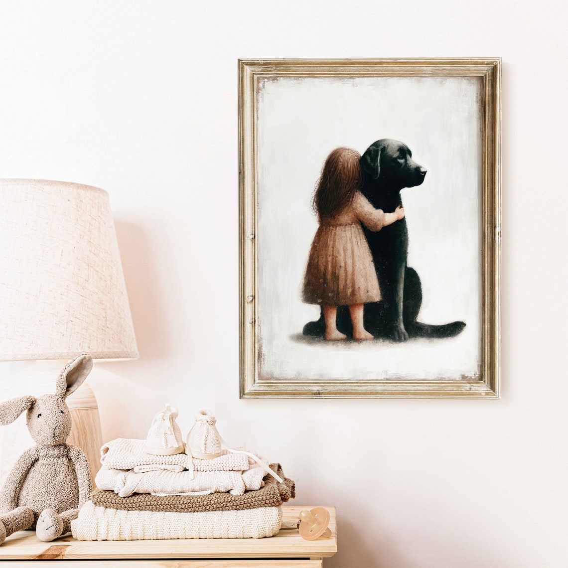 Black Labrador Retriever Nursery Decor Girl Dog Art Print Dog Nursery Decor Toddler Decor Girl Puppy Nursery Printprintable Dog Decor - Image 2
