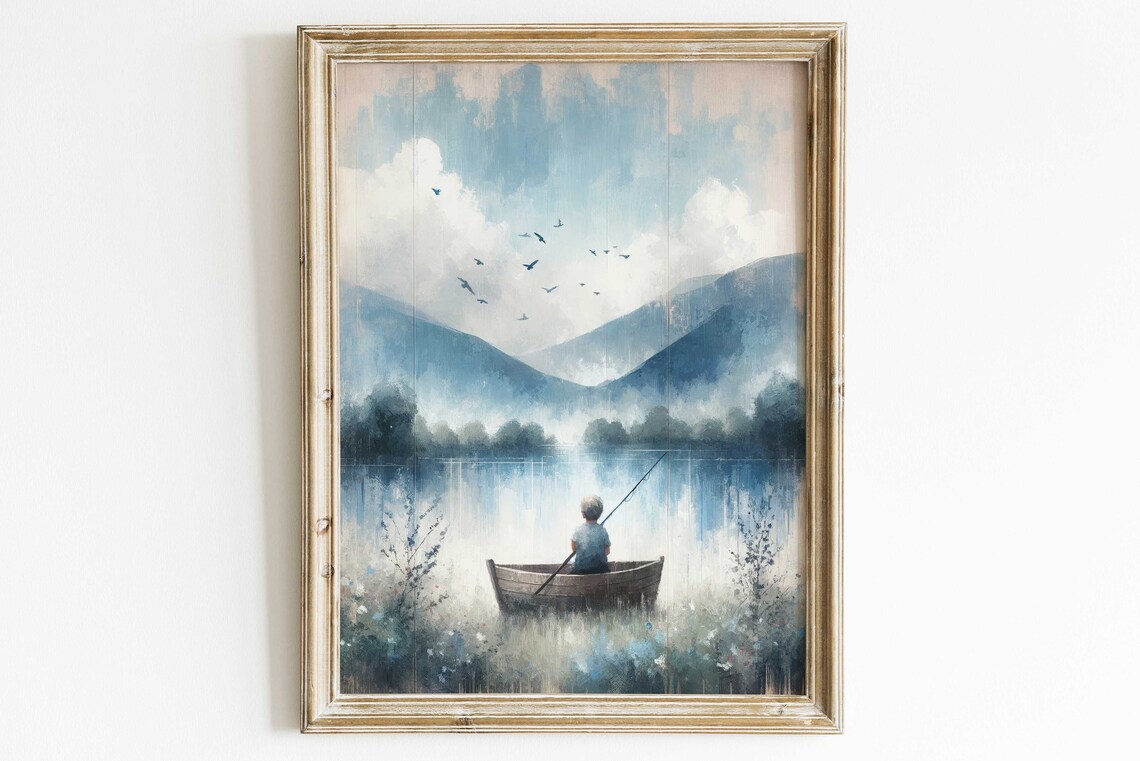 Fishing Nursery Art Print, Boys Room Wall Art