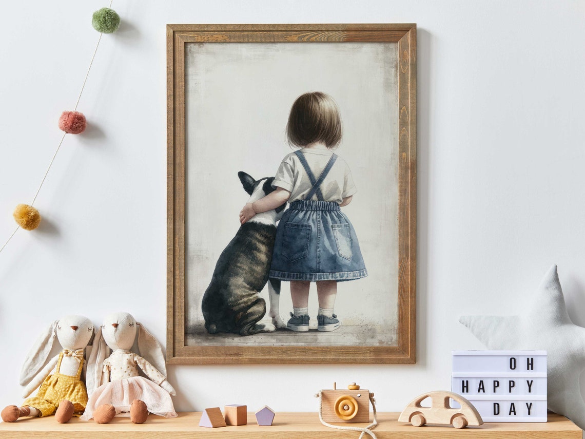 French Bulldog Print Frenchie Art Nursery Dog Nursery Decor Girl Dog Painting Girls Room Decor Bulldog Painting Dog Decor