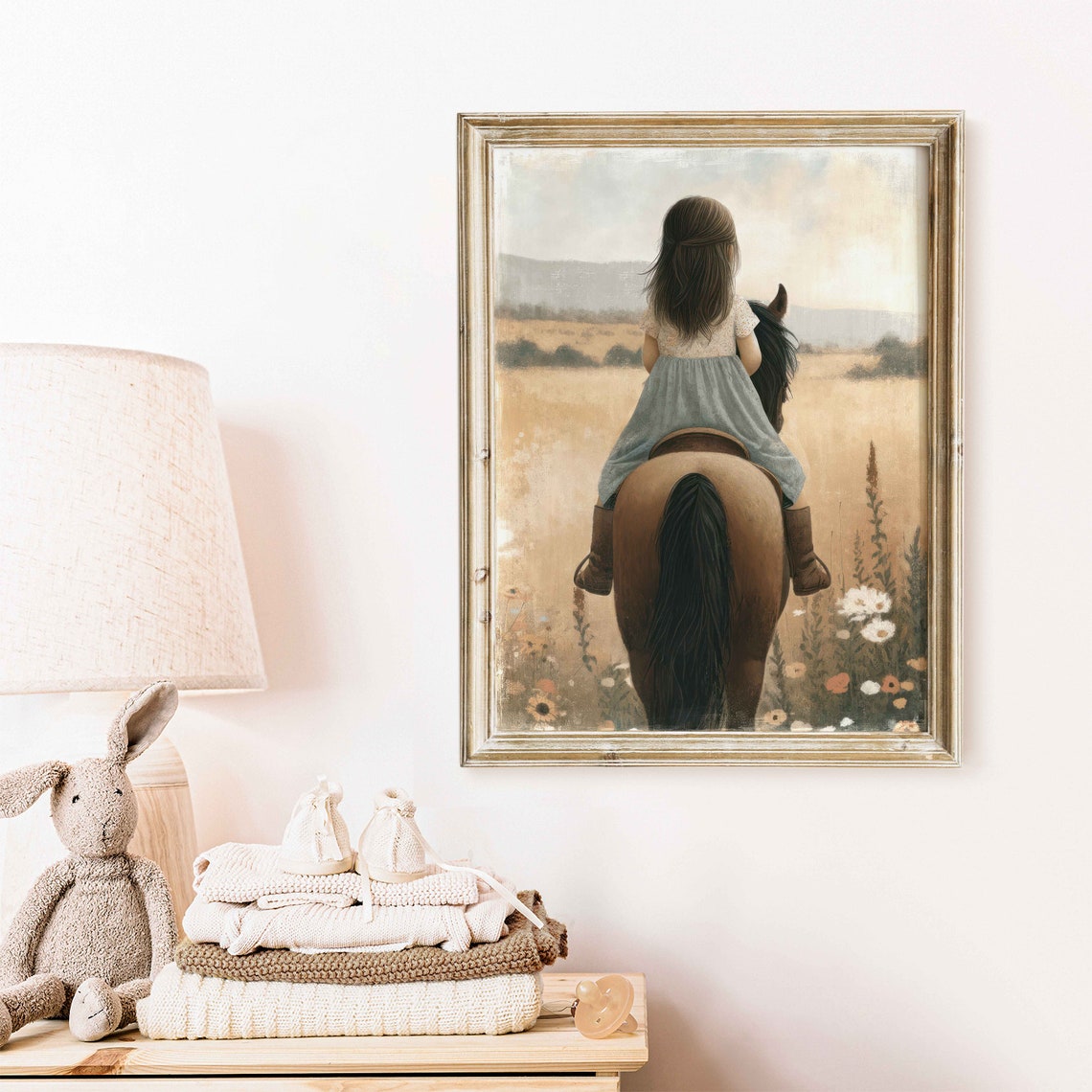 Girl Horse Painting Horse Riding Art Girls Room Decor Nursery Horse Decor Horse Print Equestrian Wall Decor Girl Wall Art - Image 2