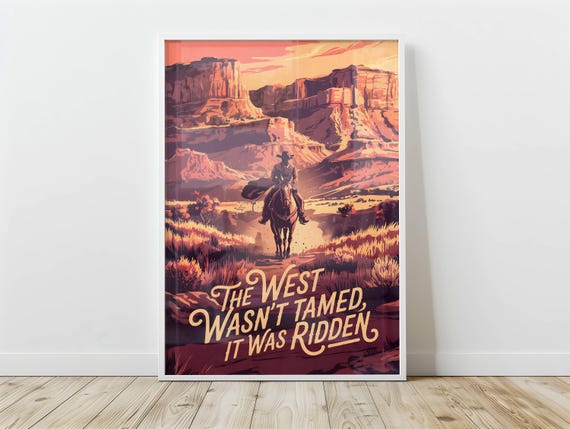 Vintage Wild West Poster Wall Art For Western Lovers Vibrant Cowboy Print Southwestern Room Decor