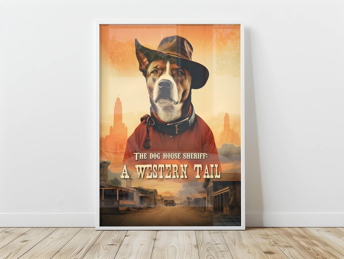 The Dog House Sheriff A Western Tail Dog Movie Style Wall Poster