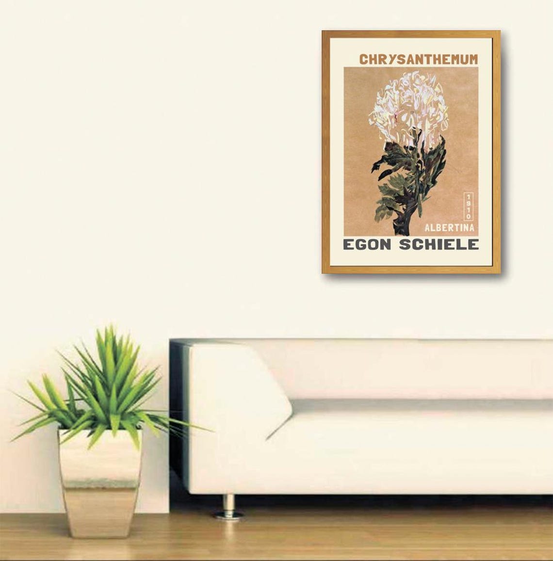Egon Schiele 1910 White Chrysanthemum Albertina Flower Poster - Image 3