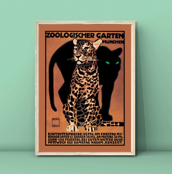 Zoologischer Garten München 1912 Hohlwein Leopard Vintage Poster