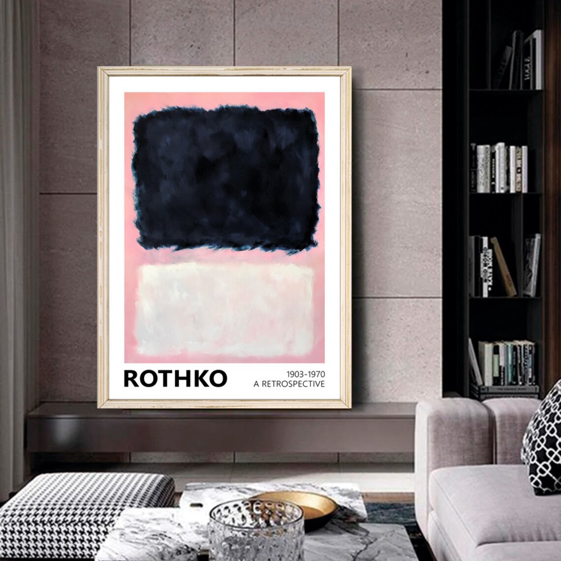 Mark Rothko Retrospective Exhibition Poster Navy Blue Pink Abstract Color Art - Image 2