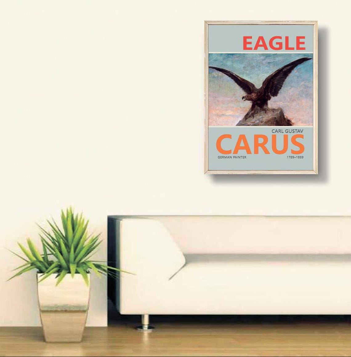 Carl Gustav Carus Eagle Soaring Rocky Peak Oil Painting Poster - Image 3