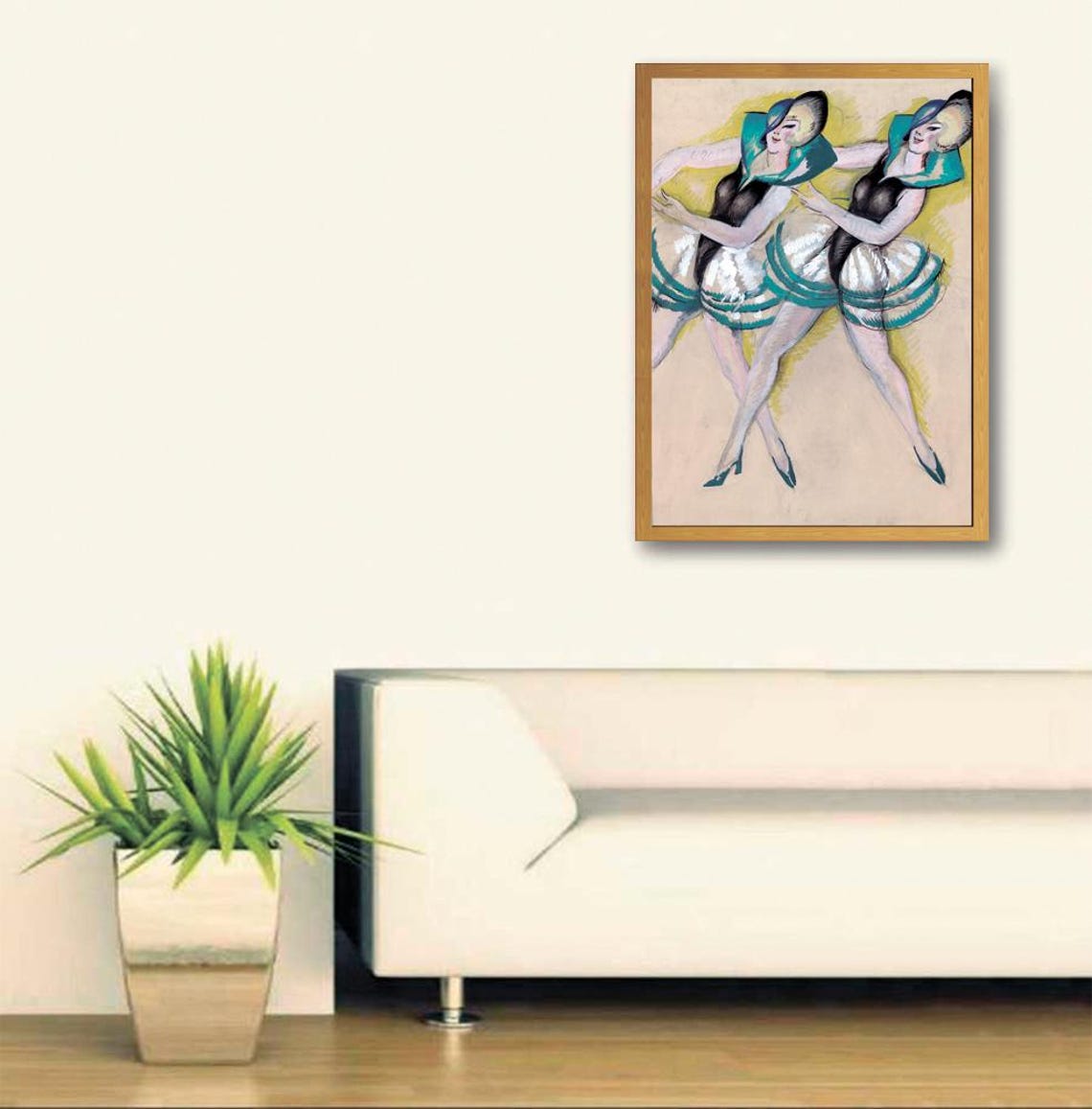 Two Vintage Cabaret Dancers Art Deco Style Elegant Dance Poster - Image 3
