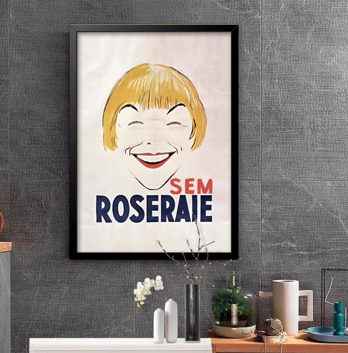 Sem Roseraie Vintage French Cartoon Laughing Woman Art Poster - Image 2