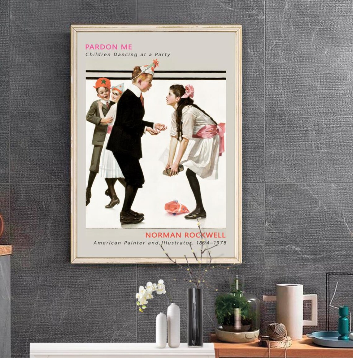 Norman Rockwell Pardon Me Children Dancing at a Party Art Poster - Image 3