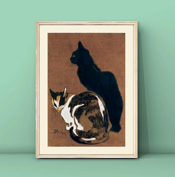 Steinlen Two Cats Vintage French Illustration Art Poster Classic Cat Lover Gift