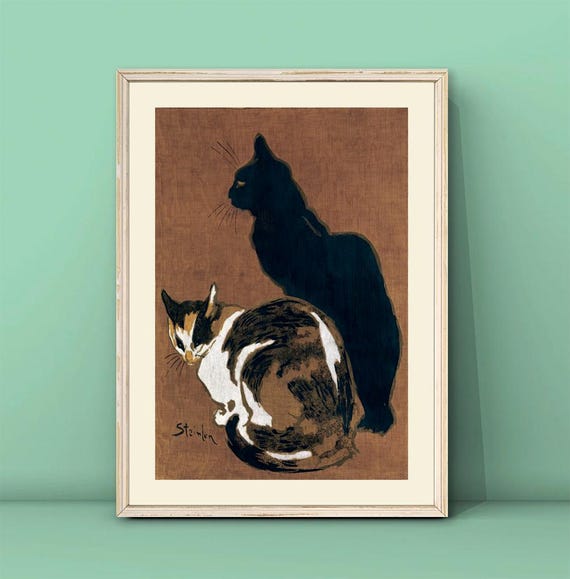 Thophile Alexandre Steinlen Zwei Katzen Print Illustration Cat Print Steinlen Cat Print Cats In Art Vintage Cat Poster