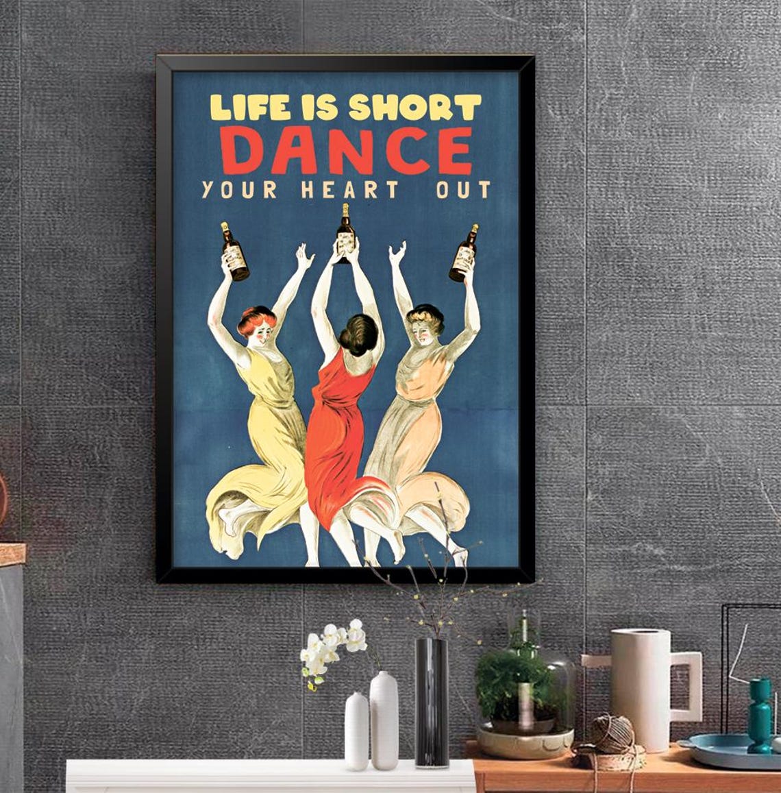 Life Is Short Dance Your Heart Out Vintage Dancers Quote Poster - Image 2