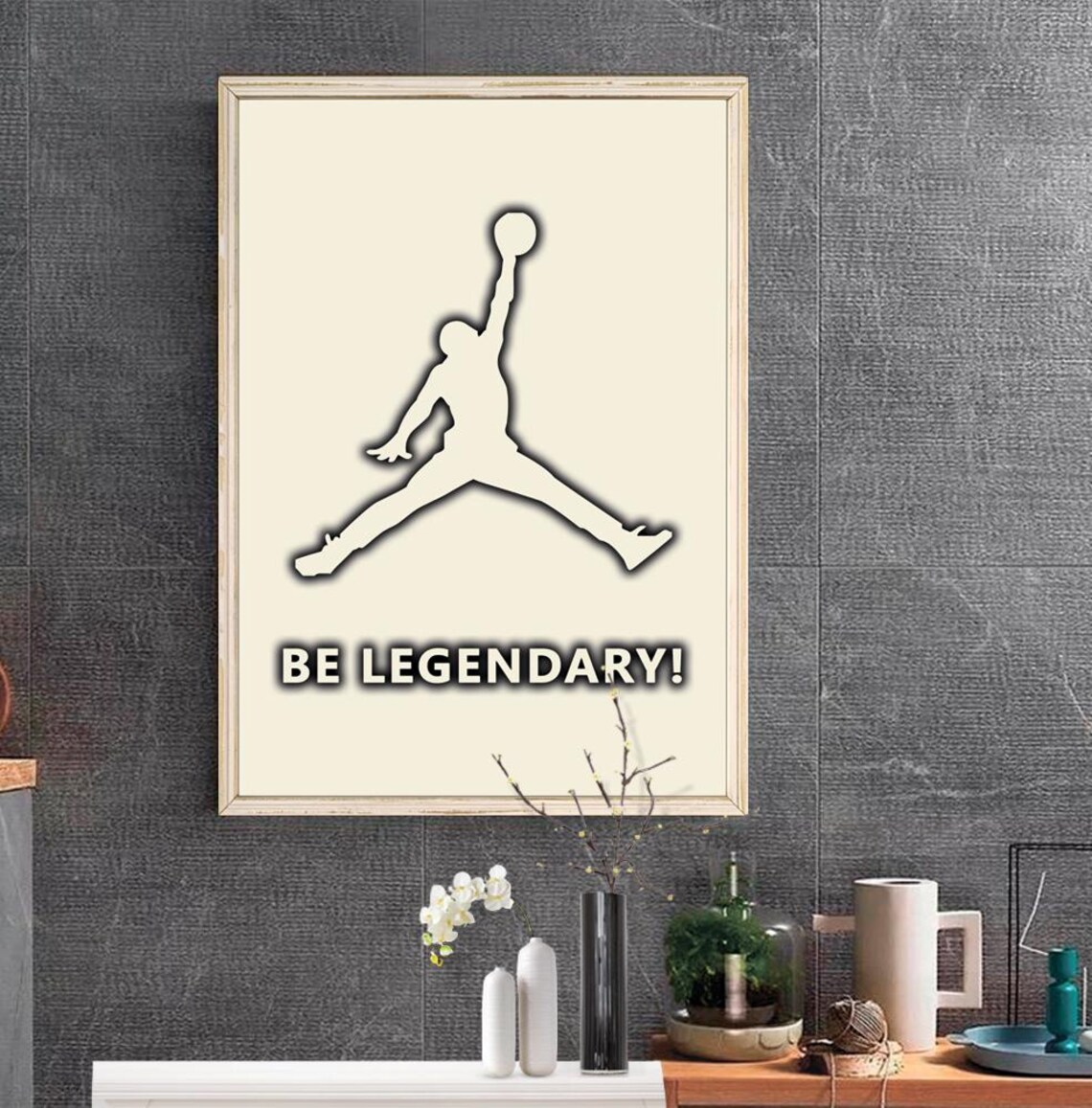 Be Legendary Basketball Player Jump Silhouette Motivational Poster - Image 2