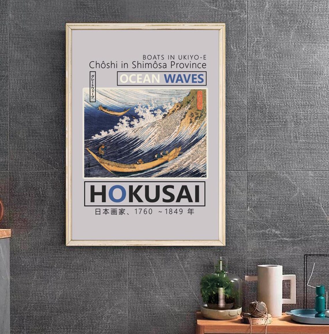 Hokusai Ocean Waves Choshi Boats Ukiyo E Poster Vintage Wall Decor - Image 3