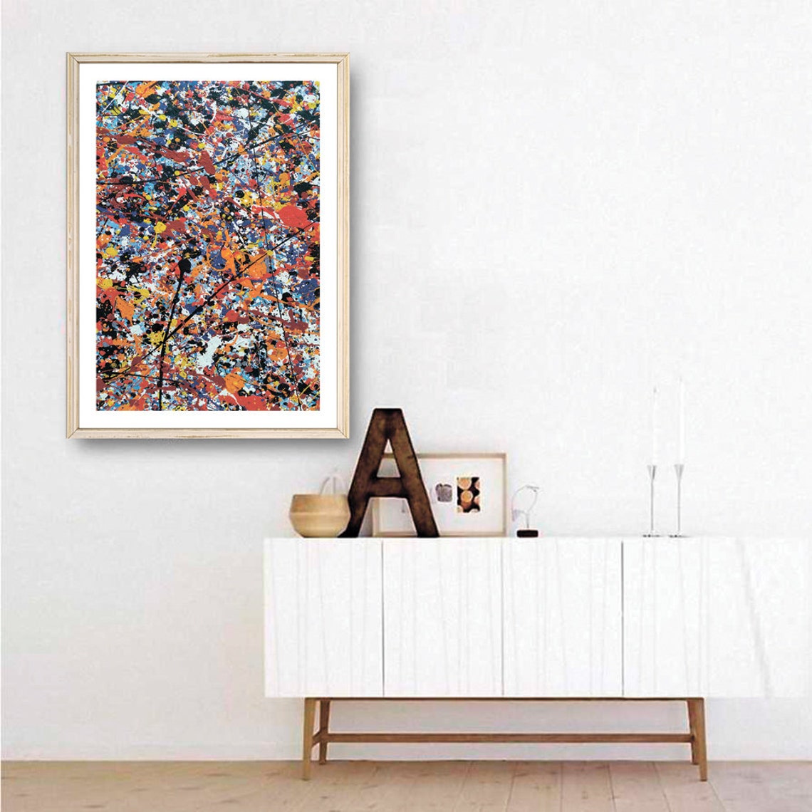 Jackson Pollock Blue Orange Drip Painting Abstract Art Poster - Image 3