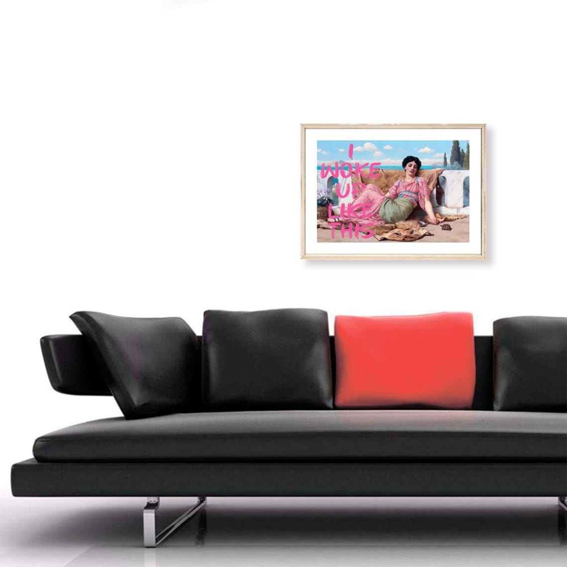 I Woke Up Like This Pink Text Classical Terrace Humor Art Print - Image 2