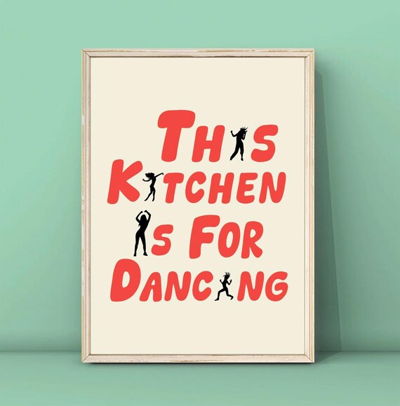 Aesthetic Kitchen Decor Cute Dance Art Red Black Kitchen Wall Art Minimalist Heart Print Trendy Kitchen Poster