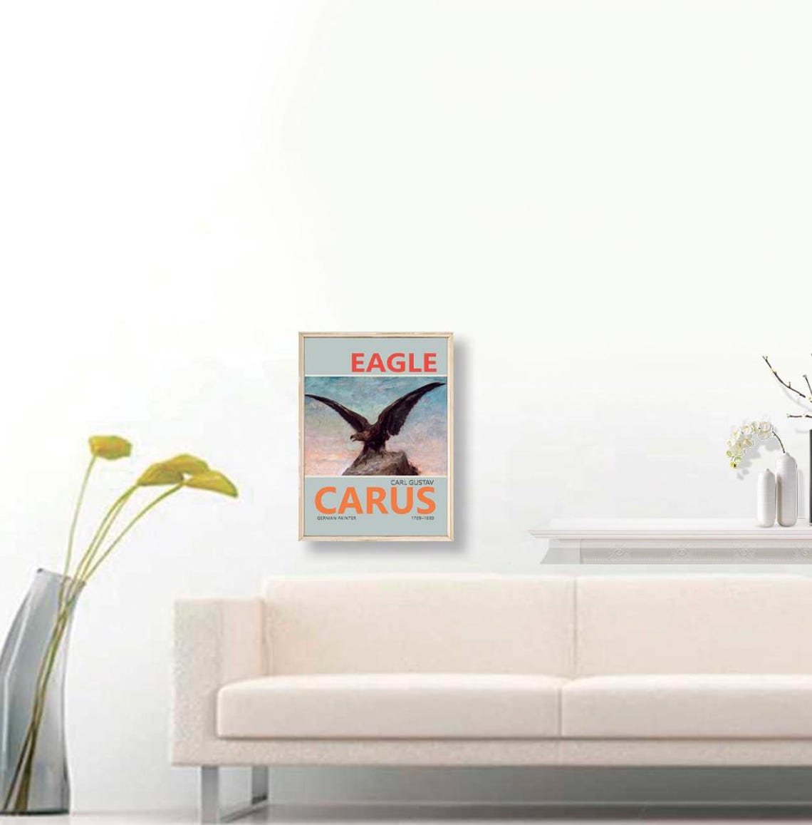 Carl Gustav Carus Eagle Soaring Rocky Peak Oil Painting Poster - Image 2