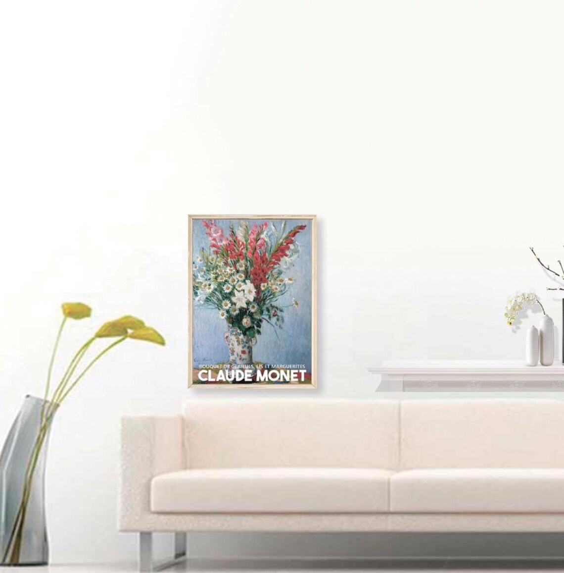 Claude Monet Bouquet de Glaieuls Lis et Marguerites Flower Art Poster - Image 3