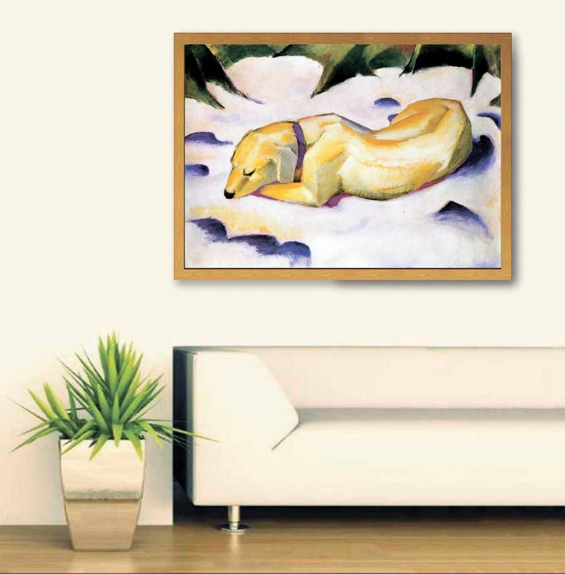 Franz Marc Dog Lying in Snow Expressionist Animal Art Poster - Image 3