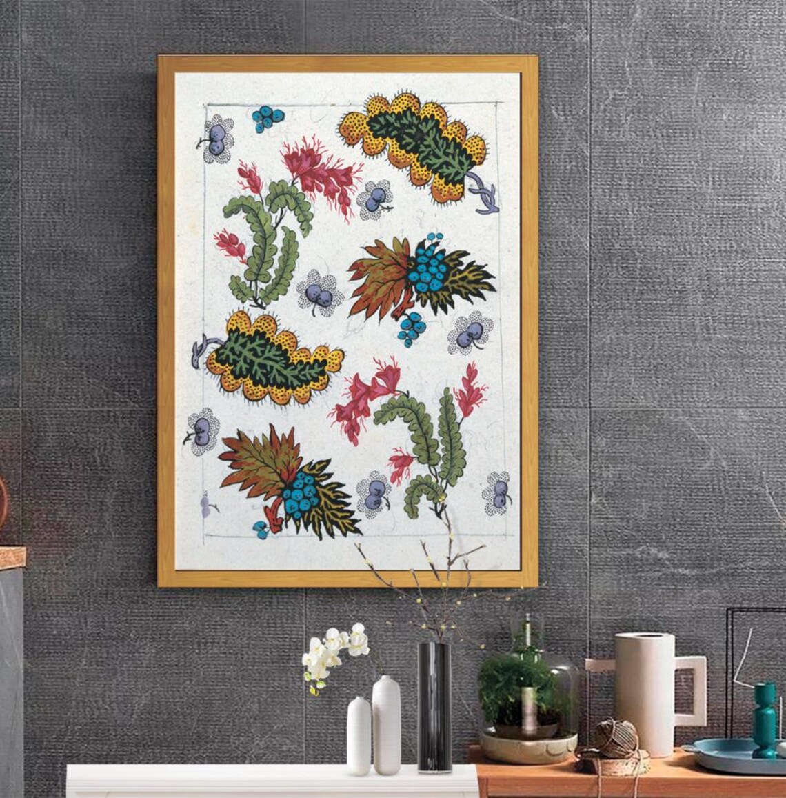 Vintage Botanical Berry Fruit Foliage Scientific Illustration Poster - Image 2