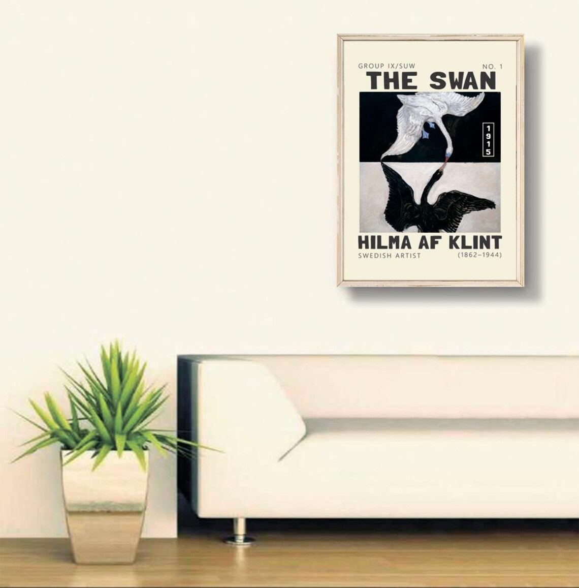 Hilma af Klint The Swan No 1 1915 Black White Swan Painting Poster - Image 3