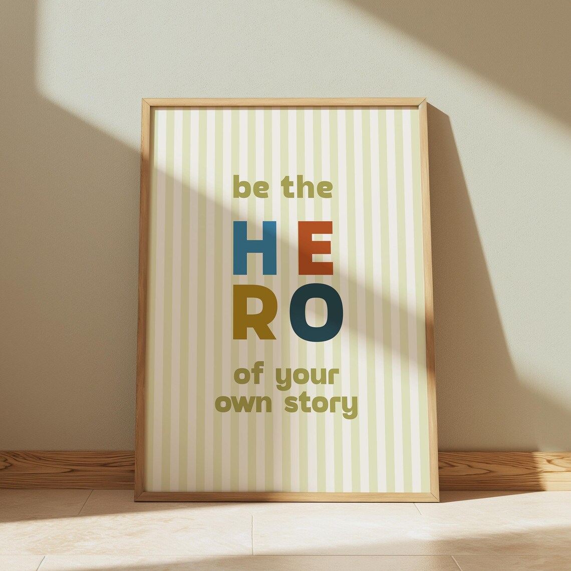 Be The Hero Of Your Own Story Pastel Striped Kids Quote Poster