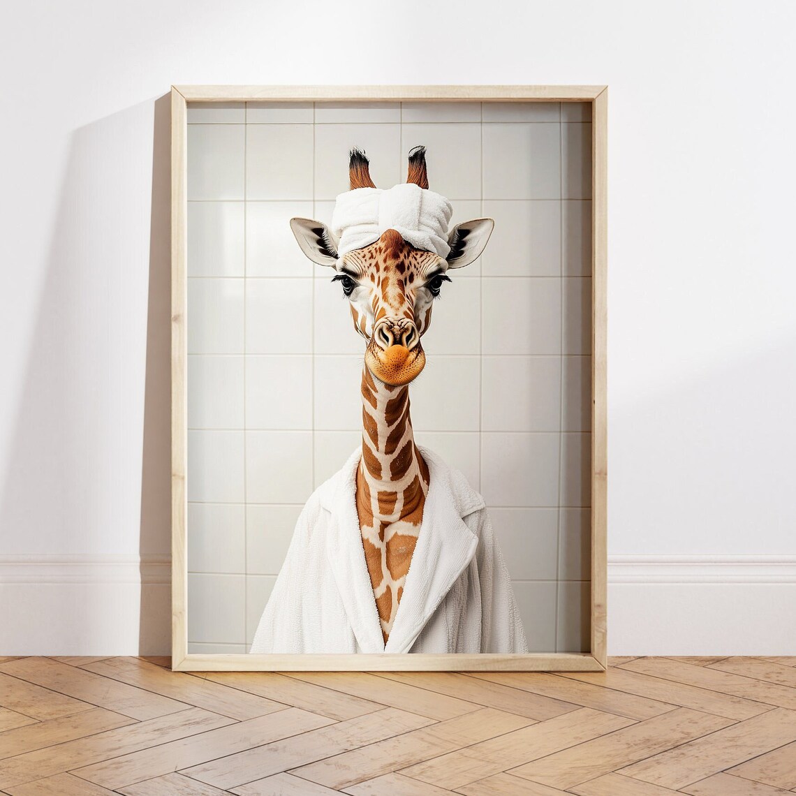 Funny Giraffe Bathroom Decor, Humorous Poster