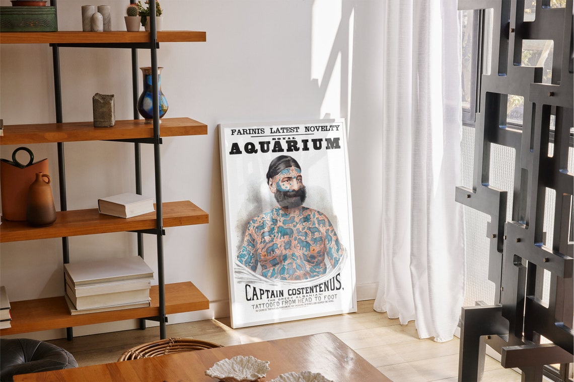Captain Costentenus Tattooed Man Vintage Circus Sideshow Poster - Image 2