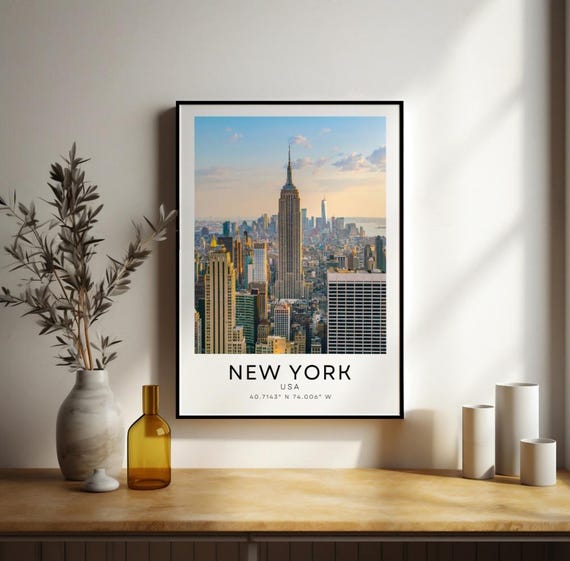 Nyc Skyline Print Colourful New York City Travel Poster
