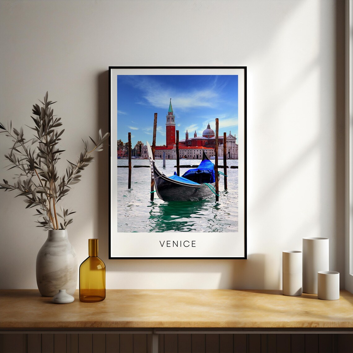 Venice City Print, Venetian Gondola Travel Poster