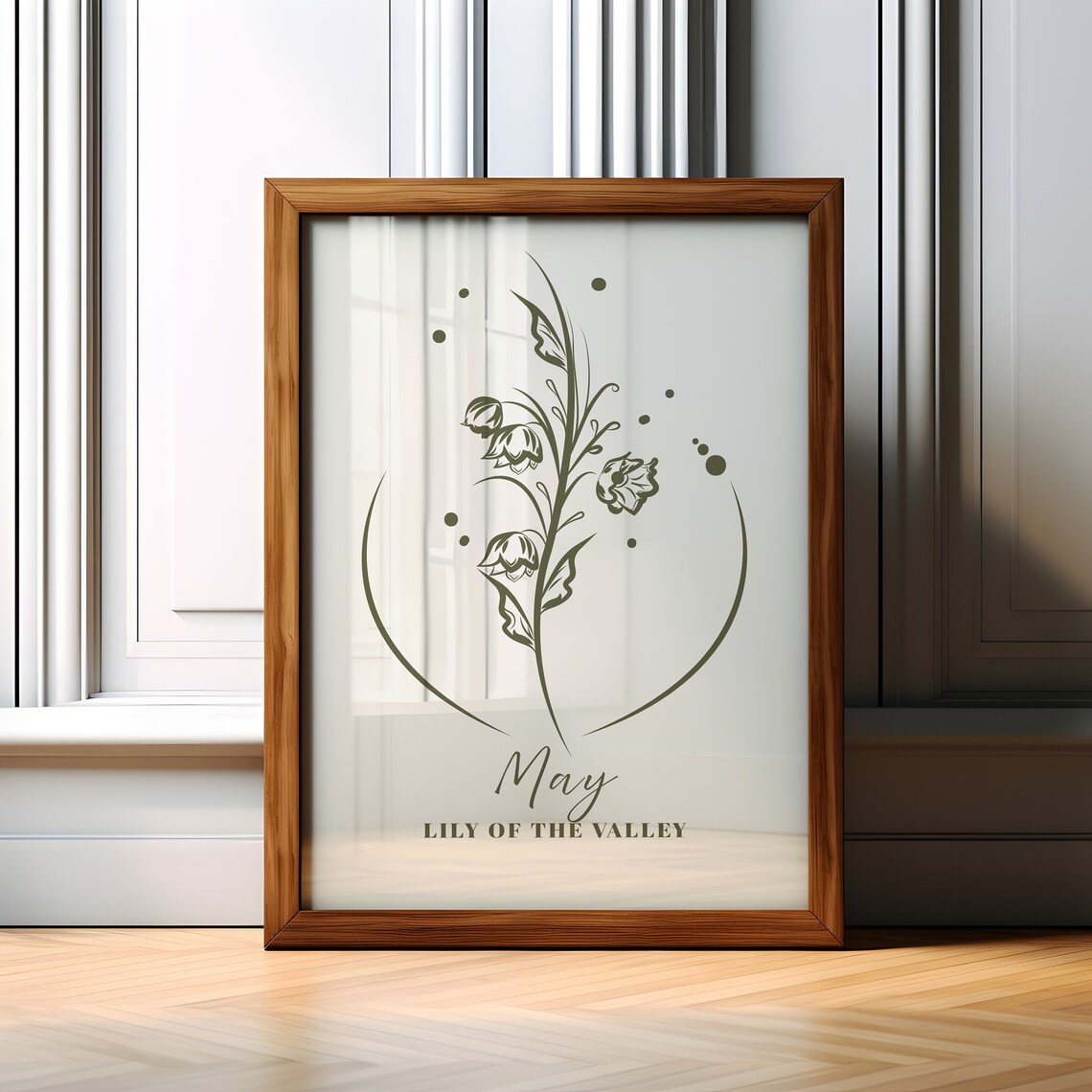 May Lily Of The Valley Birth Flower Minimalist Botanical Print