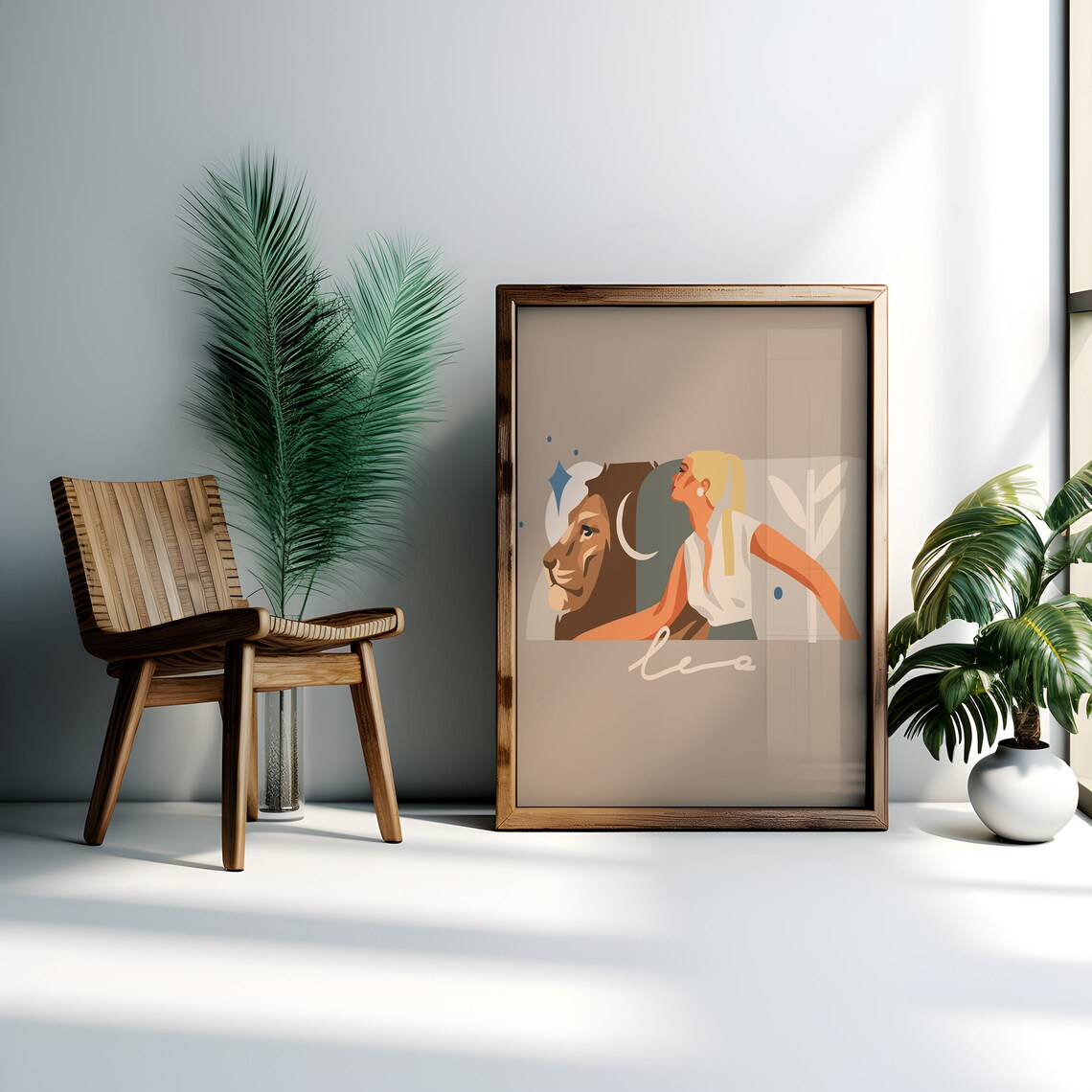 Leo Zodiac Star Sign Boho Woman Lion Astrology Moon Art Poster - Image 3