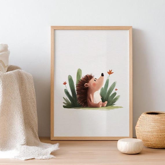 Hedgehog Childrens Room Decoration By Tendre Imaginaire Nature And Cute Wall Poster
