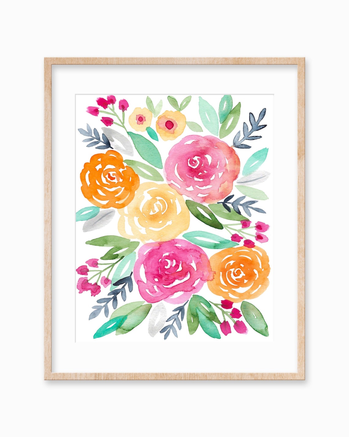 Watercolor Floral Painting, Girls Room Nursery