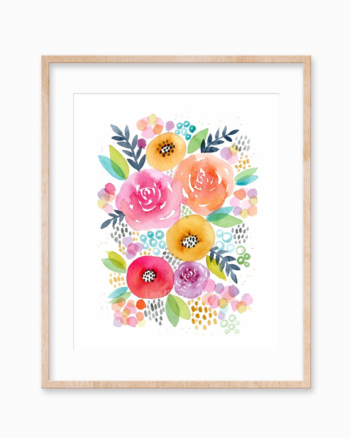 Watercolor Abstract Floral Girls Nursery Art Print