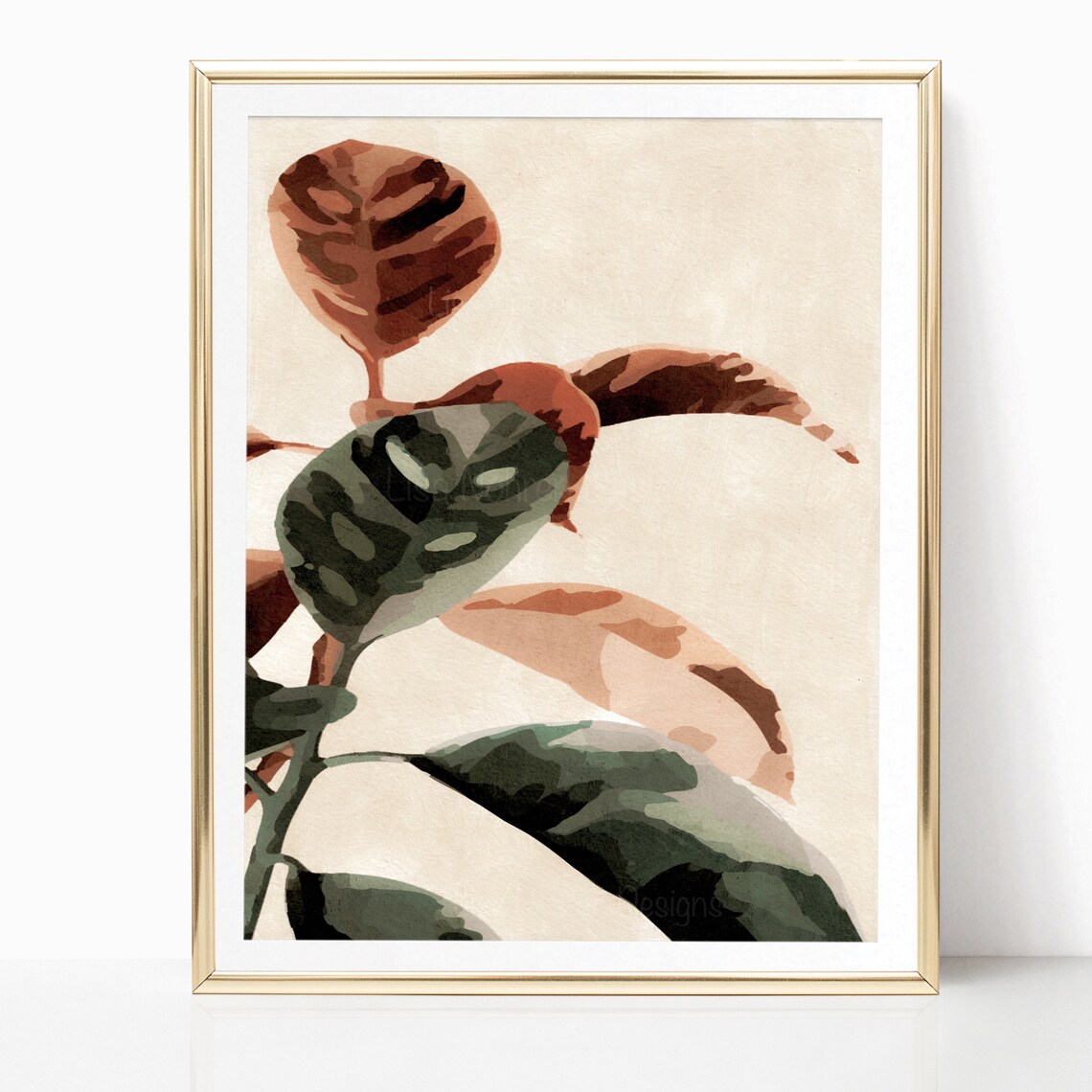 Abstract Botanical Floral, Boho Leaves Art Print