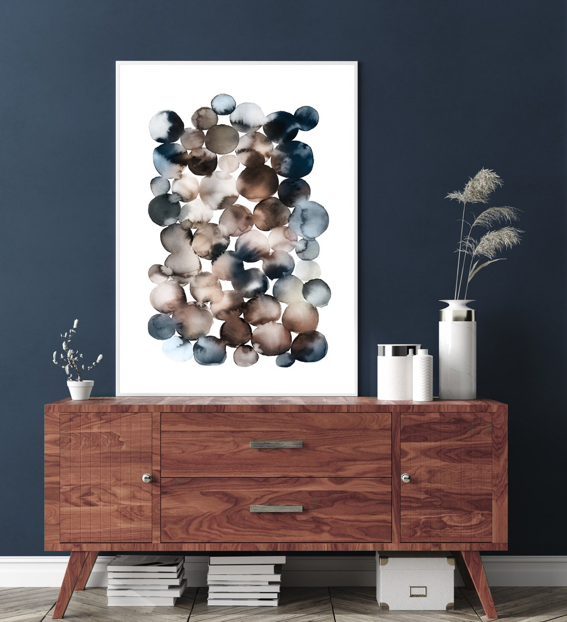 Modern Earth Tone Watercolor Abstract Art, Minimalist