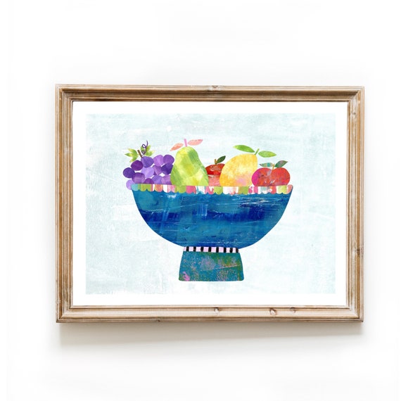 Fruit Bowl Kitchen Dining Collage Art Print