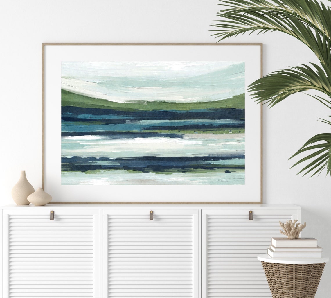 Neutral Abstract Landscape Art Print, Coastal