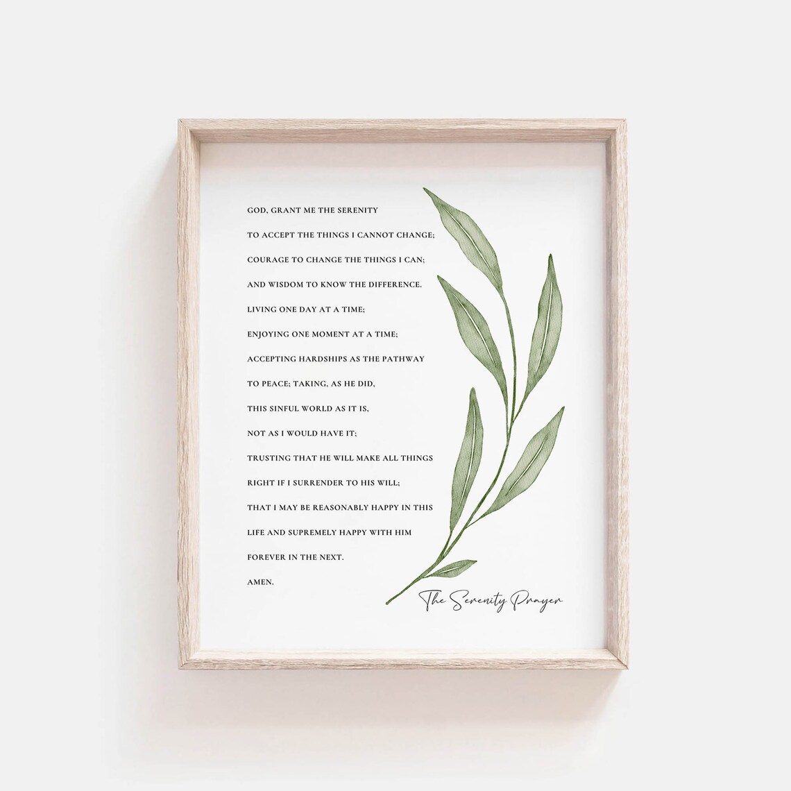 Serenity Prayer Botanical Scripture Art Print