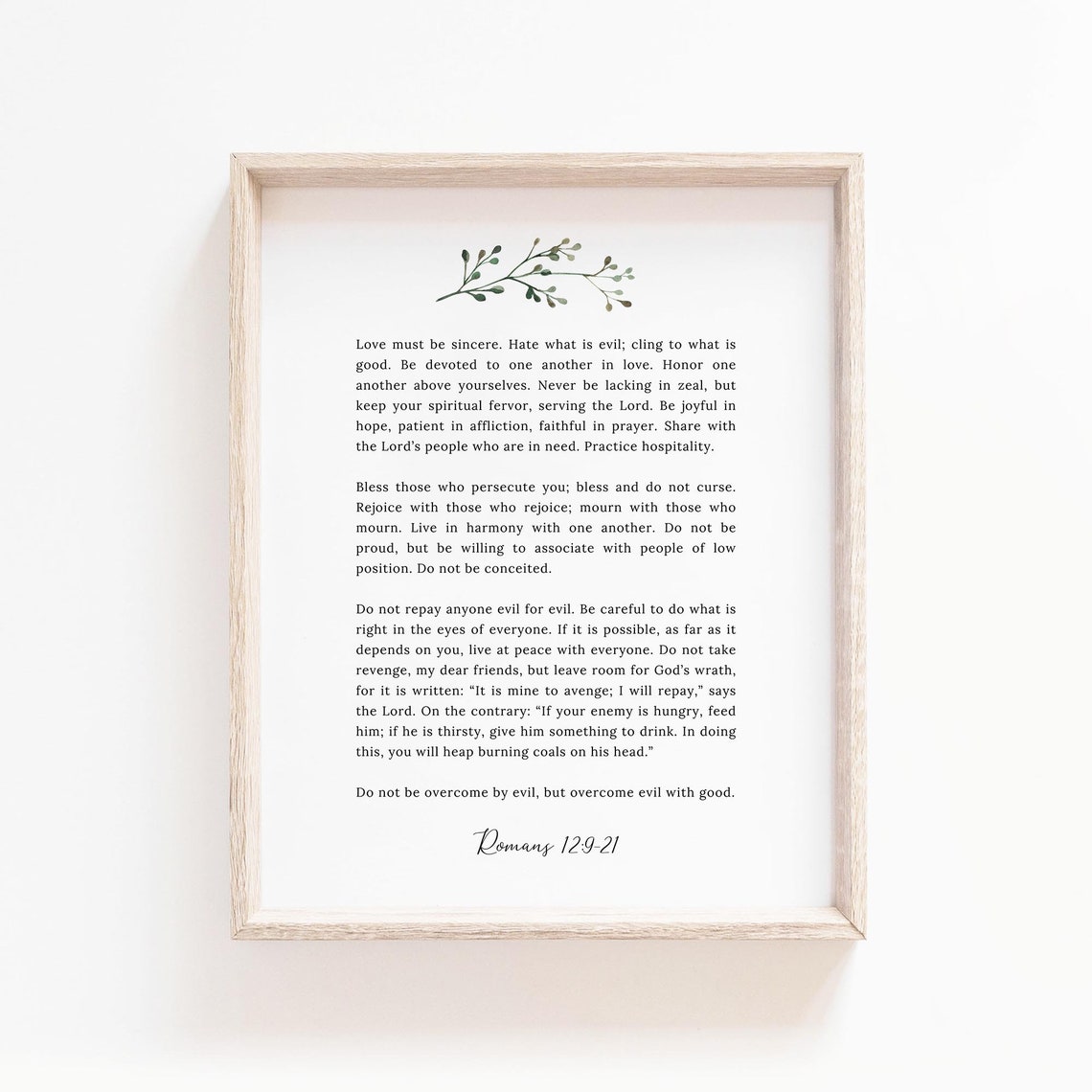Romans 12:9-21 Botanical Scripture Art Print