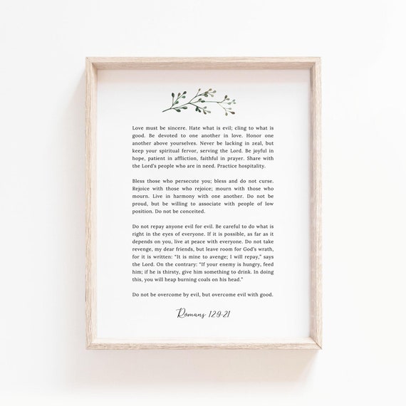 Romans 12:9-21 Botanical Scripture Art Print